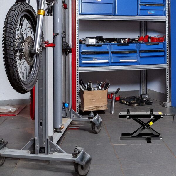 Stander pentru motociclete, Mini-Lift, Cric foarfeca, pâna la 500 kg, negru - imagine 4